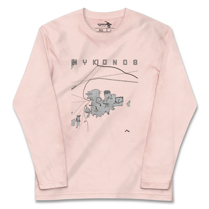 【ミコノス島（ギリシャ）】地図柄ロングスリーブTシャツ