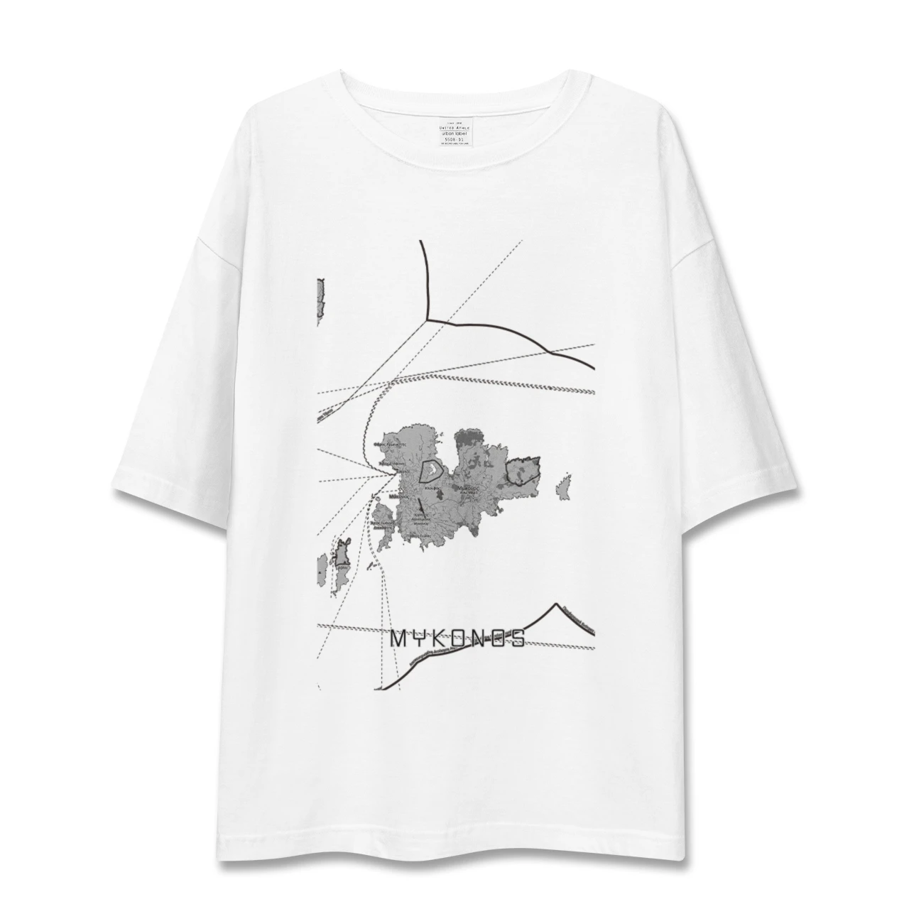 【ミコノス島（ギリシャ）】地図柄ビッグシルエットTシャツ