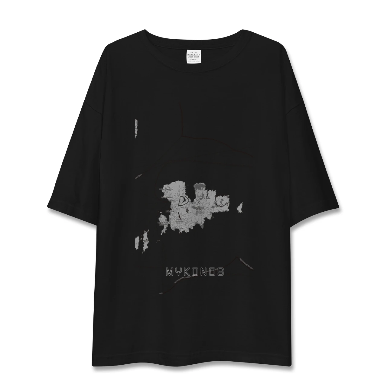 【ミコノス島（ギリシャ）】地図柄ビッグシルエットTシャツ
