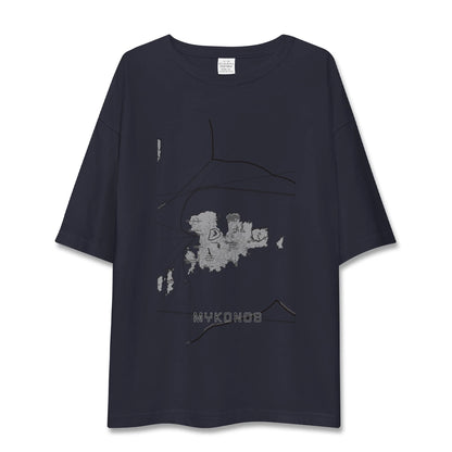 【ミコノス島（ギリシャ）】地図柄ビッグシルエットTシャツ
