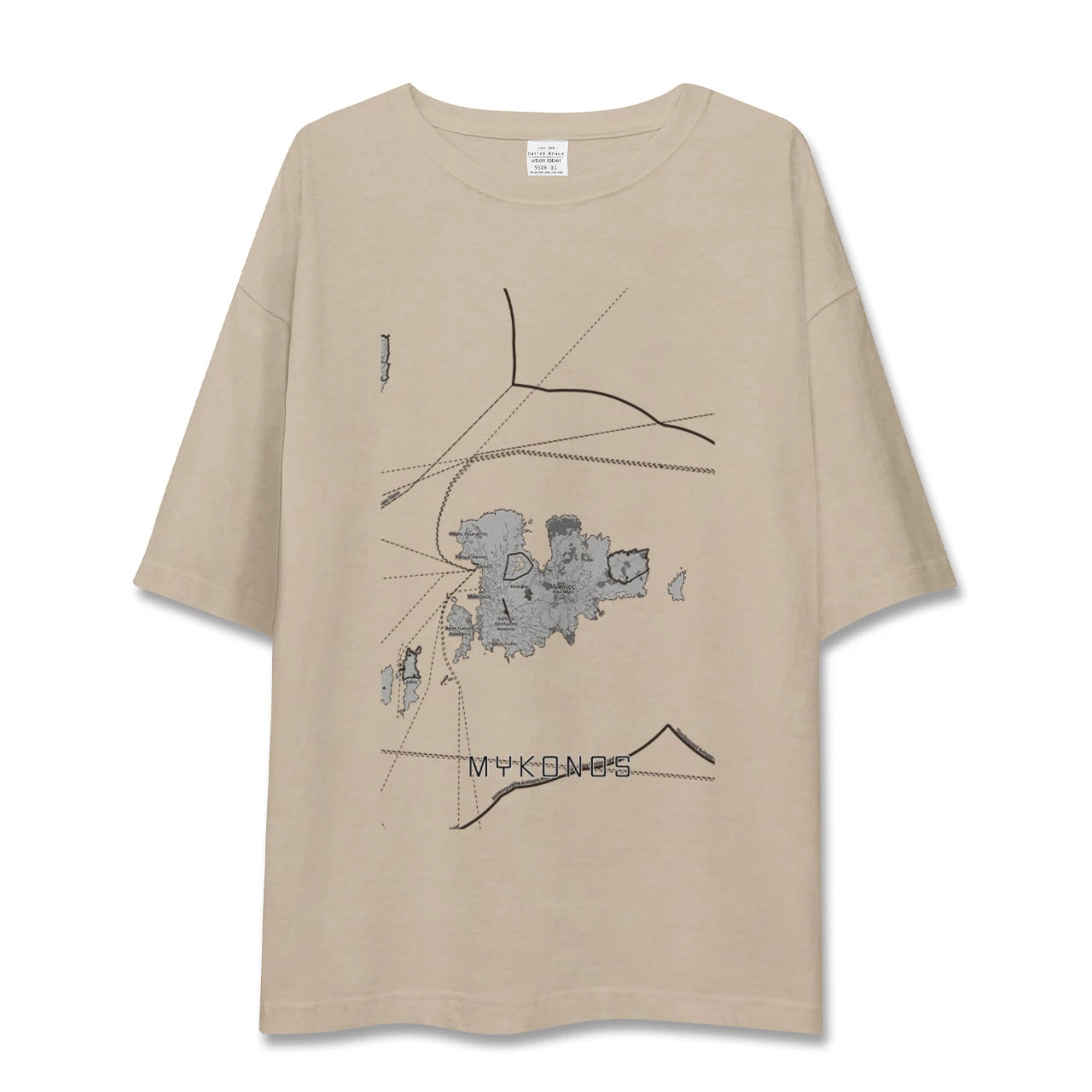 【ミコノス島（ギリシャ）】地図柄ビッグシルエットTシャツ