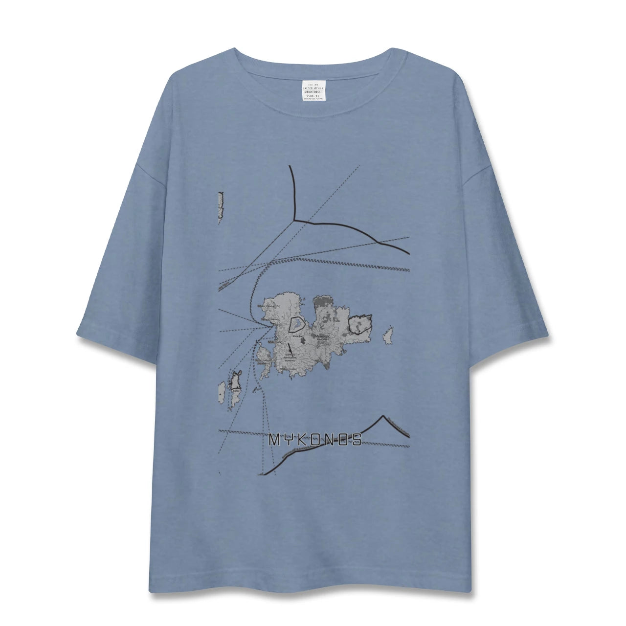 【ミコノス島（ギリシャ）】地図柄ビッグシルエットTシャツ