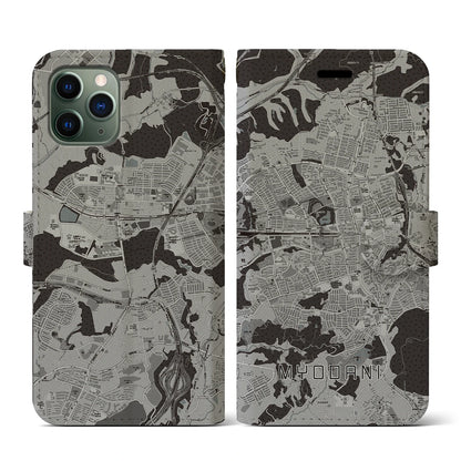 【名谷（兵庫県）】地図柄iPhoneケース（手帳タイプ）モノトーン・iPhone 11 Pro 用