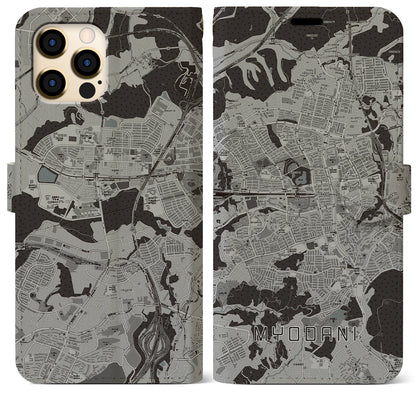 【名谷（兵庫県）】地図柄iPhoneケース（手帳タイプ）モノトーン・iPhone 12 Pro Max 用