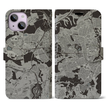 【名谷（兵庫県）】地図柄iPhoneケース（手帳タイプ）モノトーン・iPhone 14 用