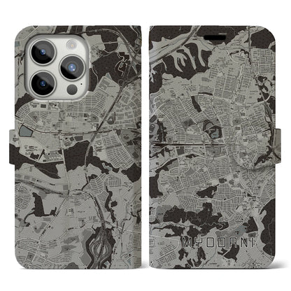 【名谷（兵庫県）】地図柄iPhoneケース（手帳タイプ）モノトーン・iPhone 15 Pro 用