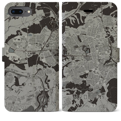 【名谷（兵庫県）】地図柄iPhoneケース（手帳タイプ）モノトーン・iPhone 8Plus /7Plus / 6sPlus / 6Plus 用