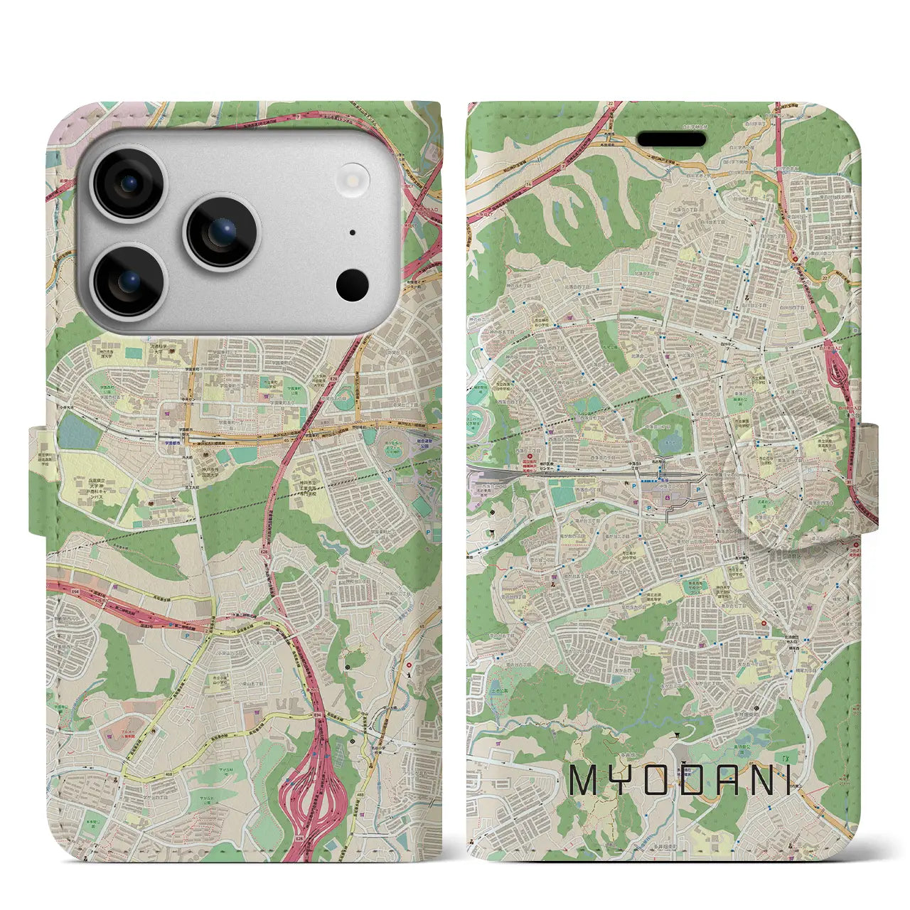 【名谷（兵庫県）】地図柄iPhoneケース（手帳タイプ）