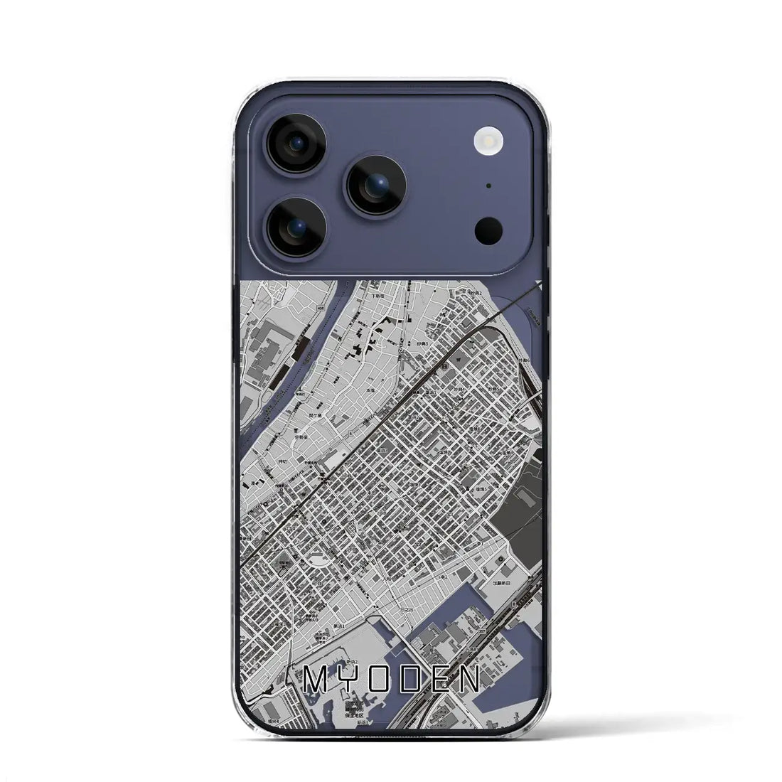 【妙典（千葉県）】地図柄iPhoneケース（クリアタイプ）モノトーン・iPhone 17 Pro Max 用