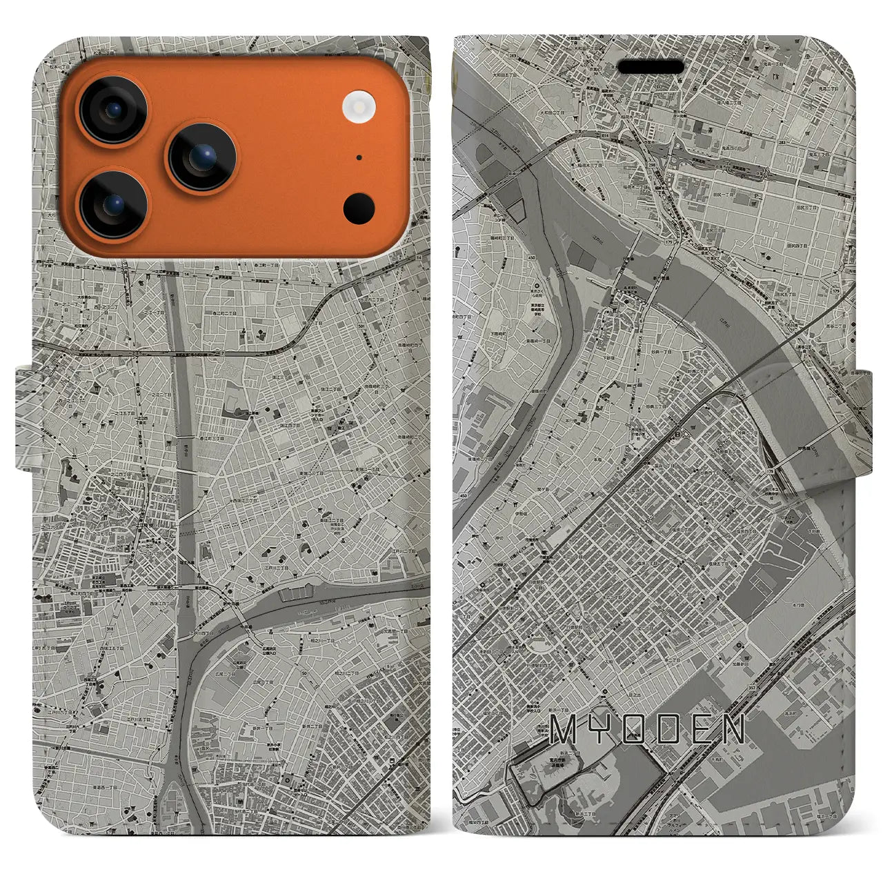 【妙典（千葉県）】地図柄iPhoneケース（手帳タイプ）