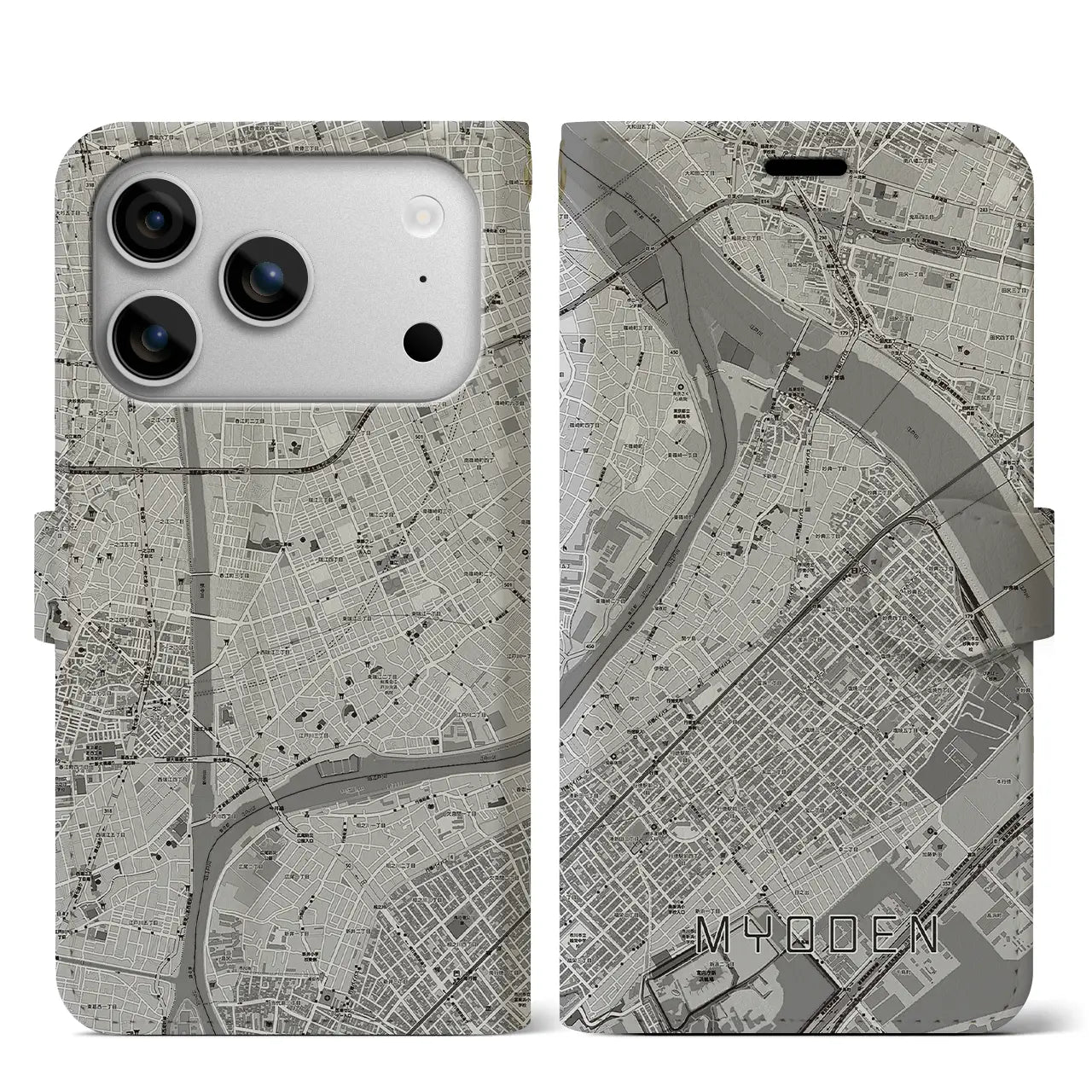 【妙典（千葉県）】地図柄iPhoneケース（手帳タイプ）