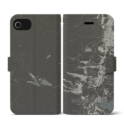 【妙高高原（新潟県）】地図柄iPhoneケース（手帳タイプ）モノトーン・iPhone SE（第3 / 第2世代） / 8 / 7 / 6s / 6 用