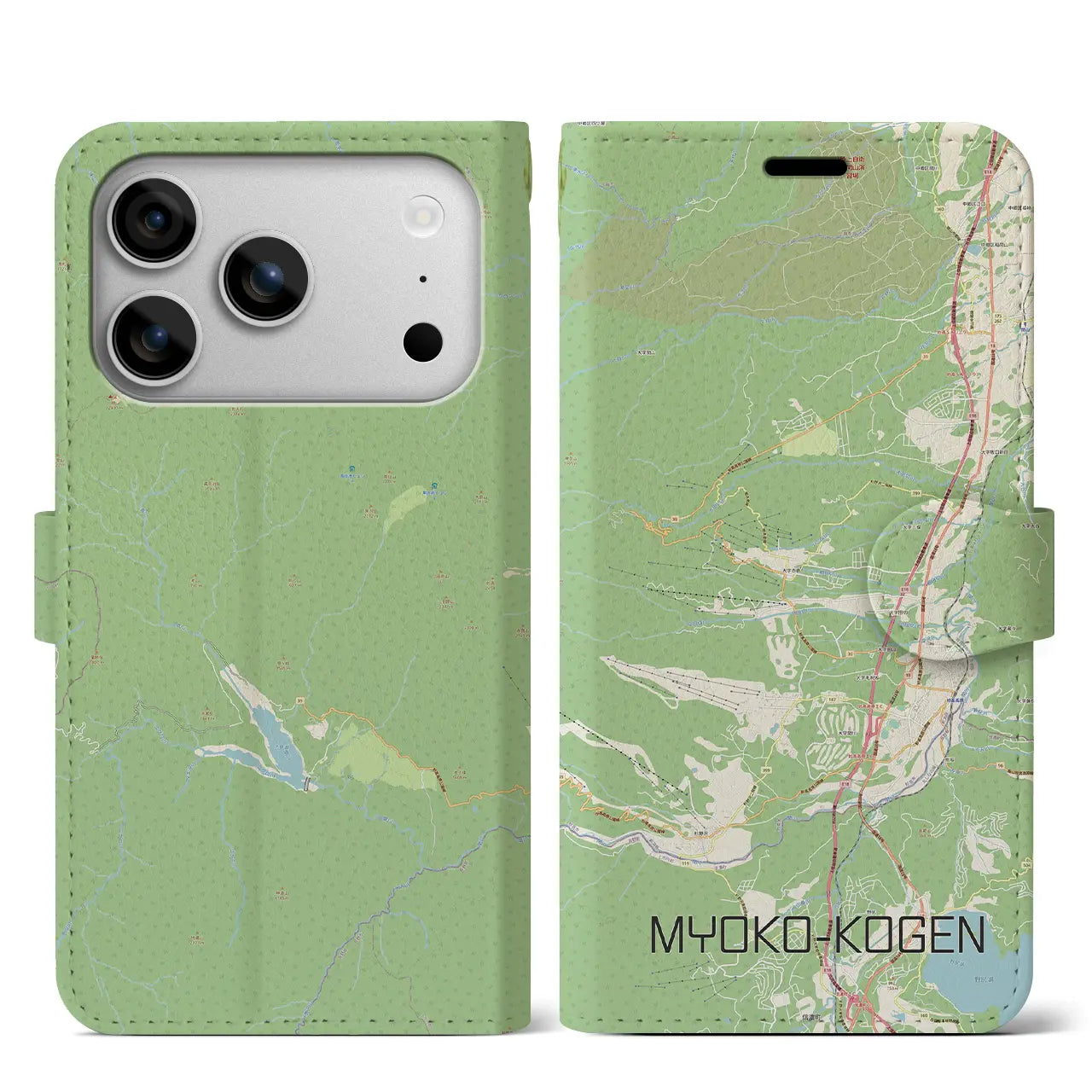 【妙高高原（新潟県）】地図柄iPhoneケース（手帳タイプ）