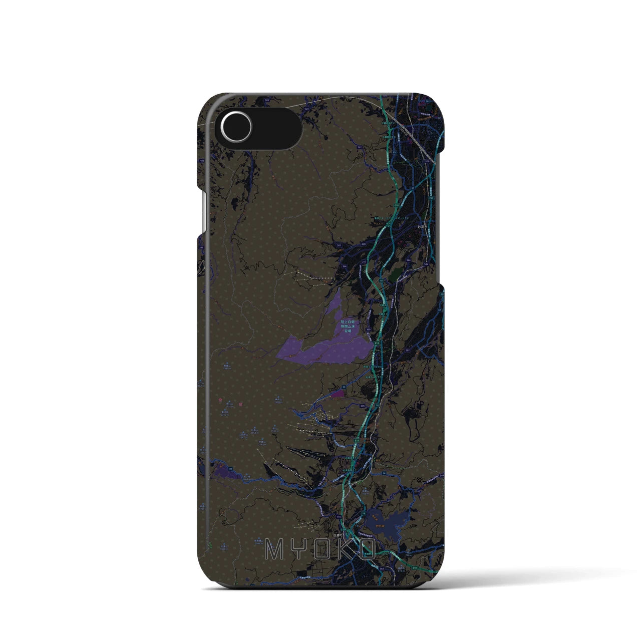 【妙高（新潟県）】地図柄iPhoneケース（バックカバータイプ）