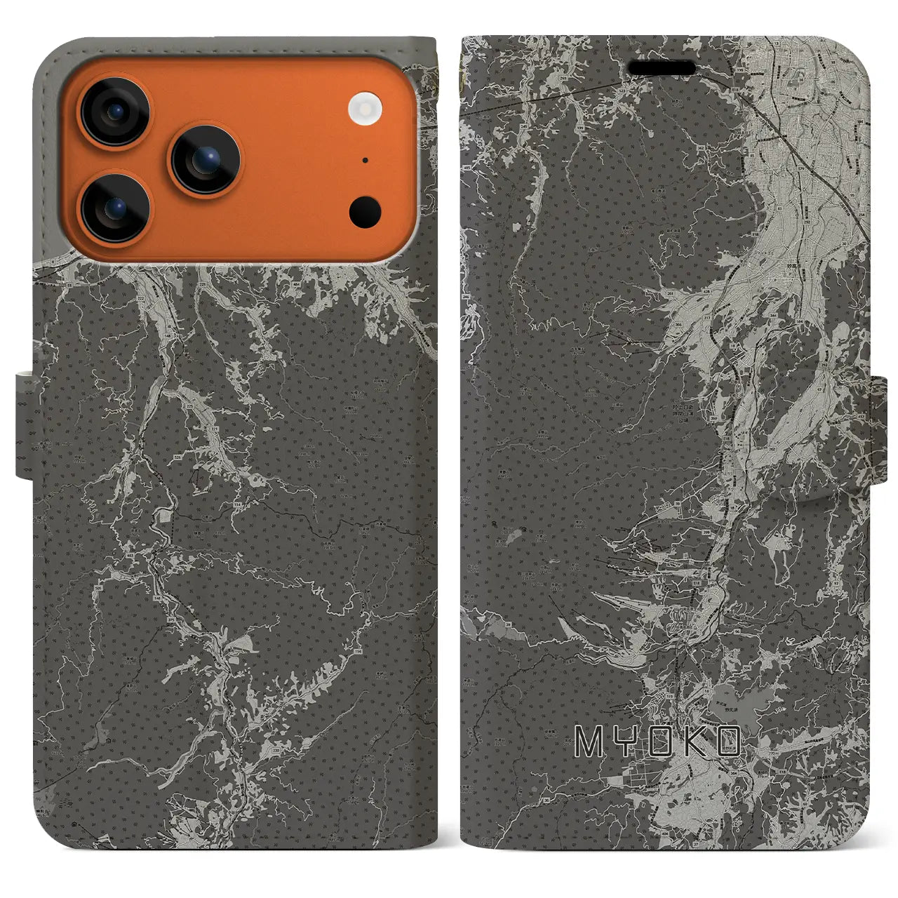 【妙高（新潟県）】地図柄iPhoneケース（手帳タイプ）