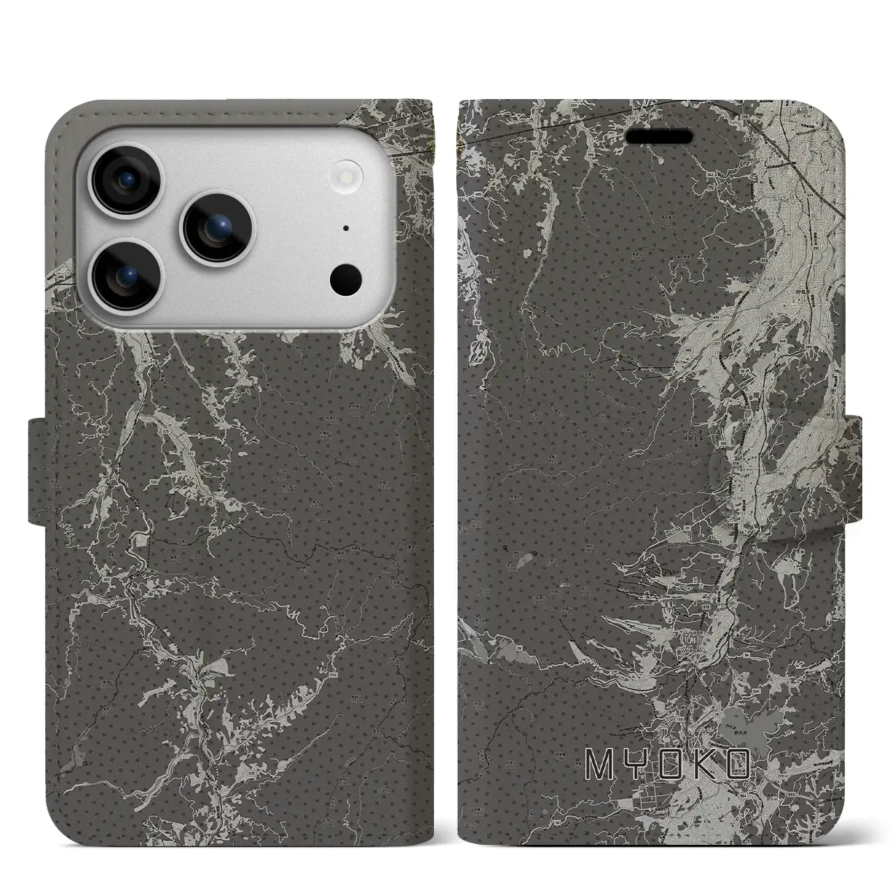 【妙高（新潟県）】地図柄iPhoneケース（手帳タイプ）