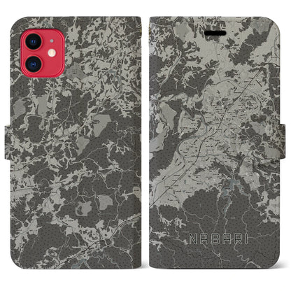 【名張（三重県）】地図柄iPhoneケース（手帳タイプ）モノトーン・iPhone 11 用