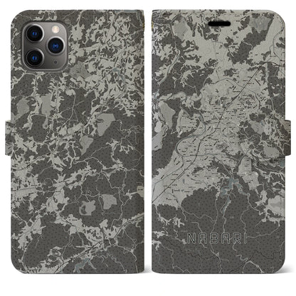 【名張（三重県）】地図柄iPhoneケース（手帳タイプ）モノトーン・iPhone 11 Pro Max 用