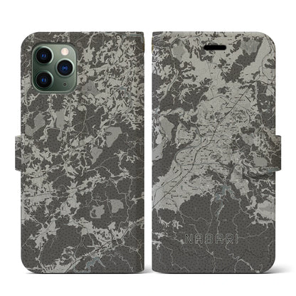 【名張（三重県）】地図柄iPhoneケース（手帳タイプ）モノトーン・iPhone 11 Pro 用