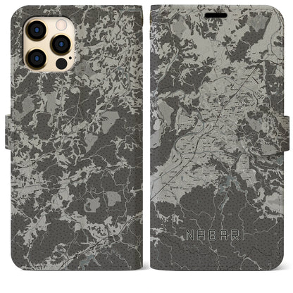 【名張（三重県）】地図柄iPhoneケース（手帳タイプ）モノトーン・iPhone 12 Pro Max 用