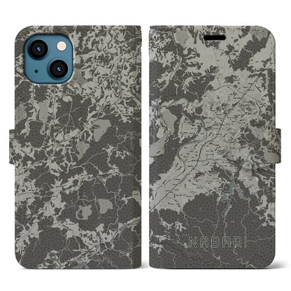 【名張（三重県）】地図柄iPhoneケース（手帳タイプ）モノトーン・iPhone 13 用
