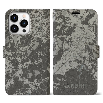 【名張（三重県）】地図柄iPhoneケース（手帳タイプ）モノトーン・iPhone 13 Pro 用