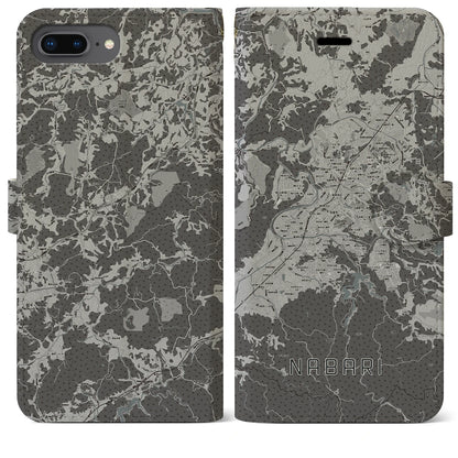 【名張（三重県）】地図柄iPhoneケース（手帳タイプ）モノトーン・iPhone 8Plus /7Plus / 6sPlus / 6Plus 用