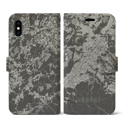 【名張（三重県）】地図柄iPhoneケース（手帳タイプ）モノトーン・iPhone XS / X 用