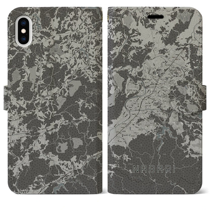 【名張（三重県）】地図柄iPhoneケース（手帳タイプ）モノトーン・iPhone XS Max 用