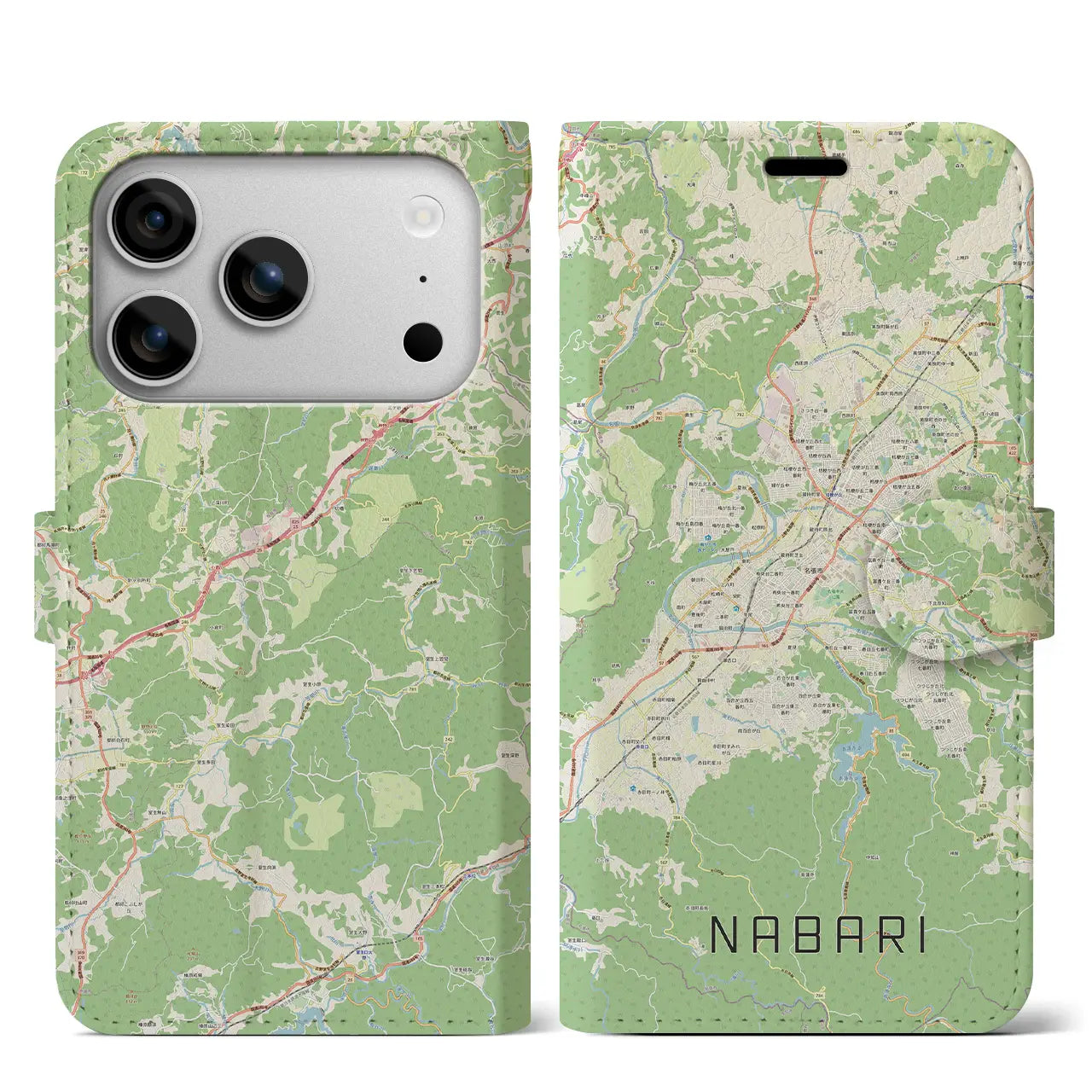 【名張（三重県）】地図柄iPhoneケース（手帳タイプ）