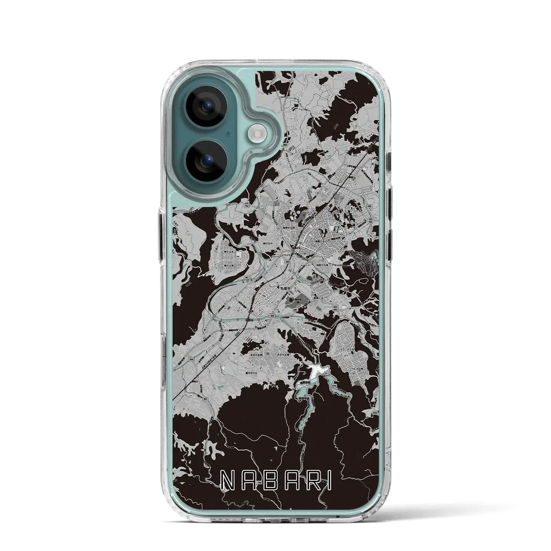 【名張(三重県)】地図柄iPhoneケース(MagSafeタイプ)モノトーン・iPhone 16 Pro 用