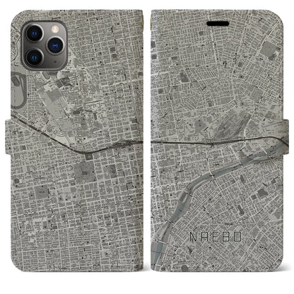 【苗穂（北海道）】地図柄iPhoneケース（手帳タイプ）モノトーン・iPhone 11 Pro Max 用