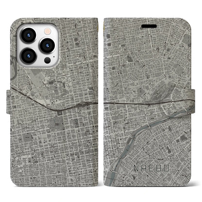 【苗穂（北海道）】地図柄iPhoneケース（手帳タイプ）モノトーン・iPhone 13 Pro 用