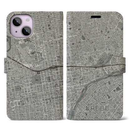 【苗穂（北海道）】地図柄iPhoneケース（手帳タイプ）モノトーン・iPhone 14 用