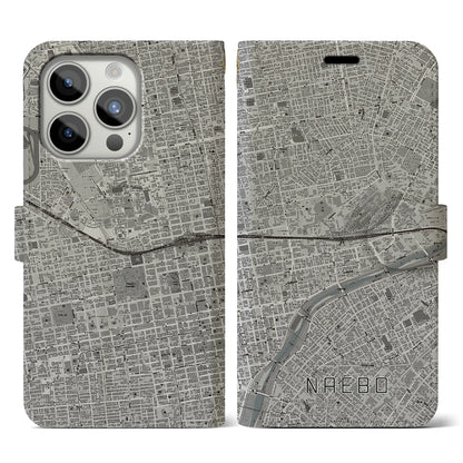 【苗穂（北海道）】地図柄iPhoneケース（手帳タイプ）モノトーン・iPhone 15 Pro 用