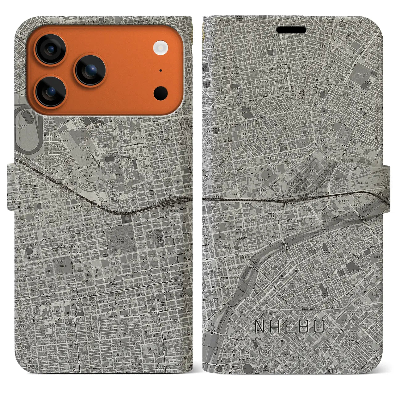 【苗穂（北海道）】地図柄iPhoneケース（手帳タイプ）