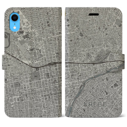 【苗穂（北海道）】地図柄iPhoneケース（手帳タイプ）モノトーン・iPhone XR 用