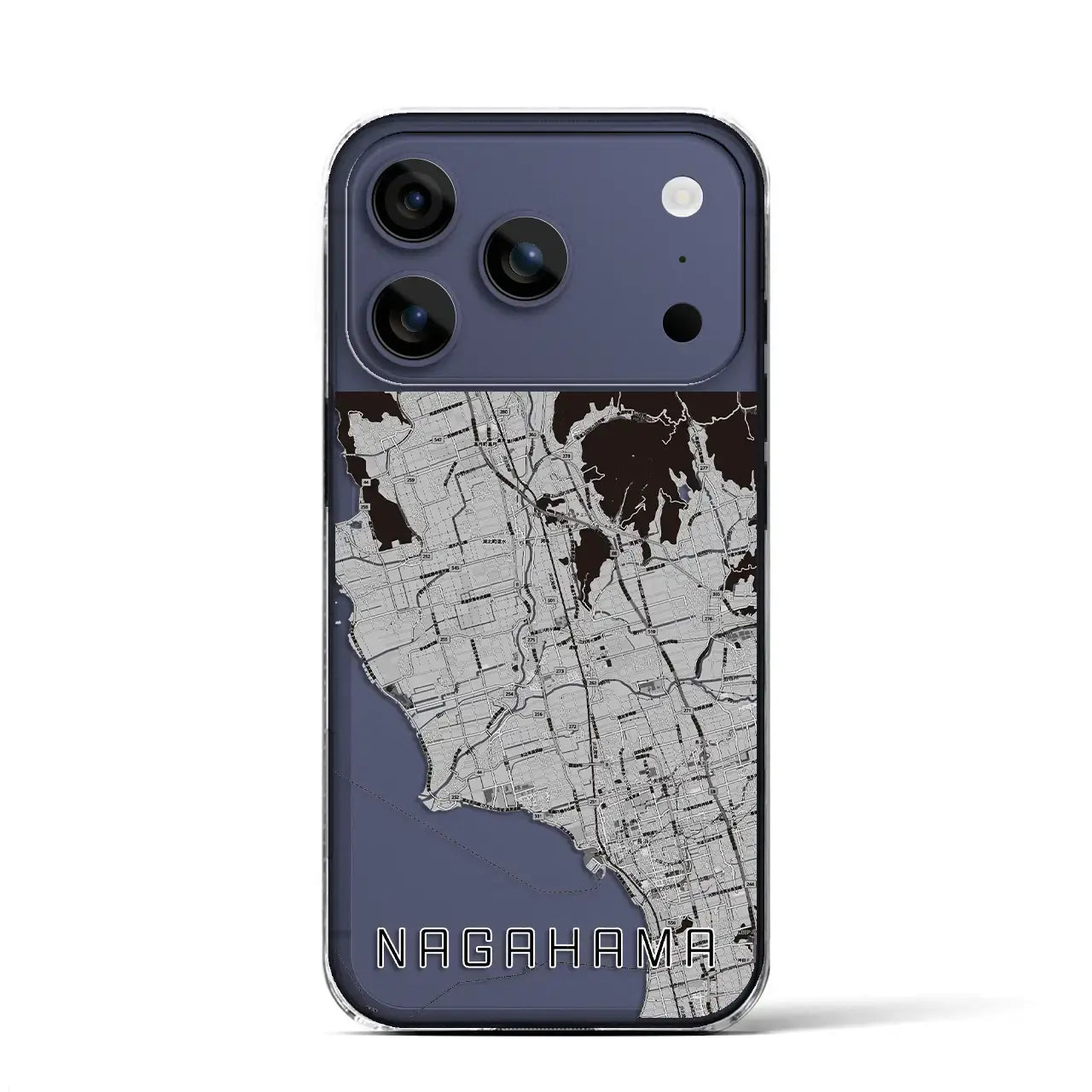 【長浜（滋賀県）】地図柄iPhoneケース（クリアタイプ）モノトーン・iPhone 17 Pro Max 用