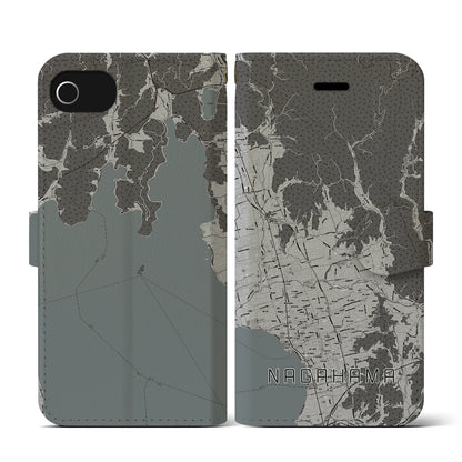 【長浜（滋賀県）】地図柄iPhoneケース（手帳タイプ）モノトーン・iPhone SE（第3 / 第2世代） / 8 / 7 / 6s / 6 用