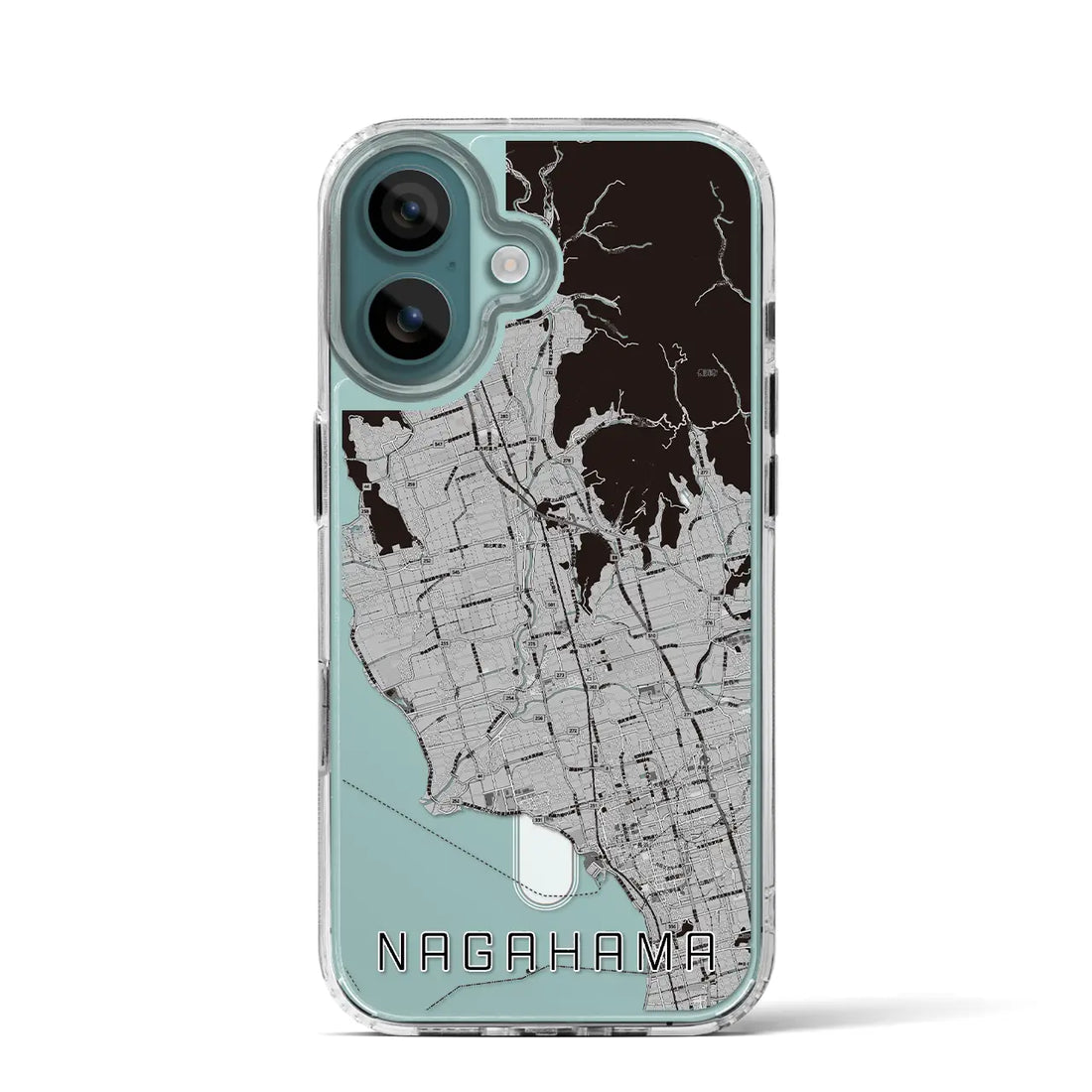 【長浜(滋賀県)】地図柄iPhoneケース(MagSafeタイプ)モノトーン・iPhone 16 Pro 用