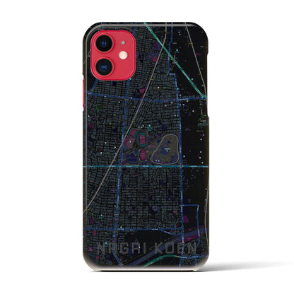 【長居公園（大阪府）】地図柄iPhoneケース（バックカバータイプ）