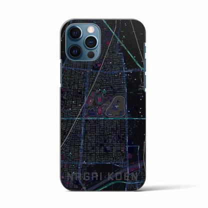 【長居公園（大阪府）】地図柄iPhoneケース（バックカバータイプ）