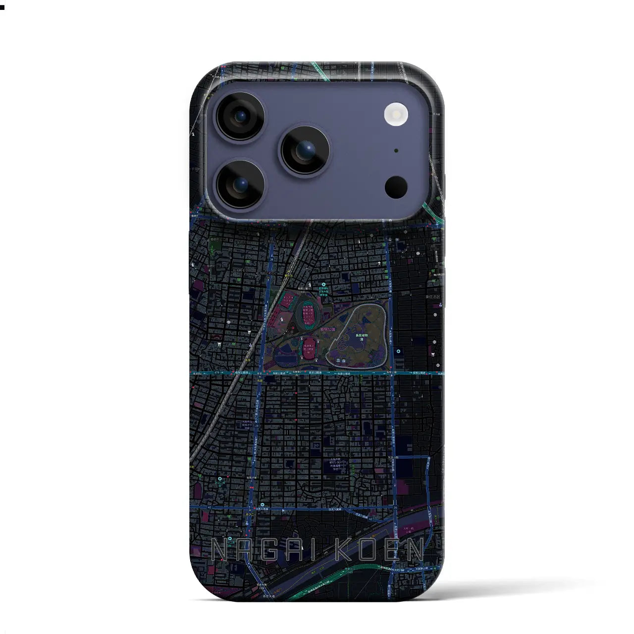 【長居公園（大阪府）】地図柄iPhoneケース（バックカバータイプ）