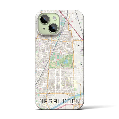 【長居公園（大阪府）】地図柄iPhoneケース（バックカバータイプ）