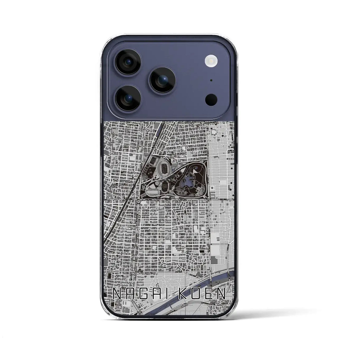 【長居公園（大阪府）】地図柄iPhoneケース（クリアタイプ）