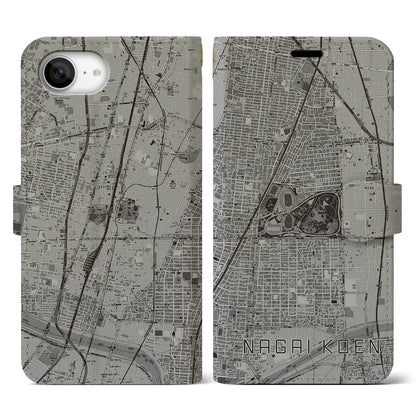 【長居公園（大阪府）】地図柄iPhoneケース（手帳タイプ）