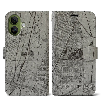 【長居公園（大阪府）】地図柄iPhoneケース（手帳タイプ）