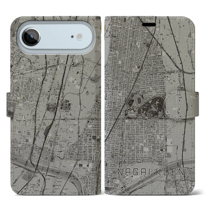 【長居公園（大阪府）】地図柄iPhoneケース（手帳タイプ）