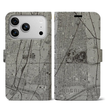 【長居公園（大阪府）】地図柄iPhoneケース（手帳タイプ）