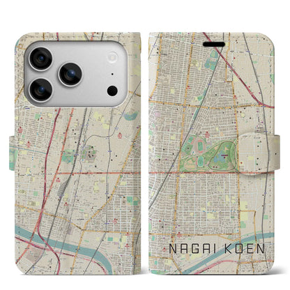 【長居公園（大阪府）】地図柄iPhoneケース（手帳タイプ）